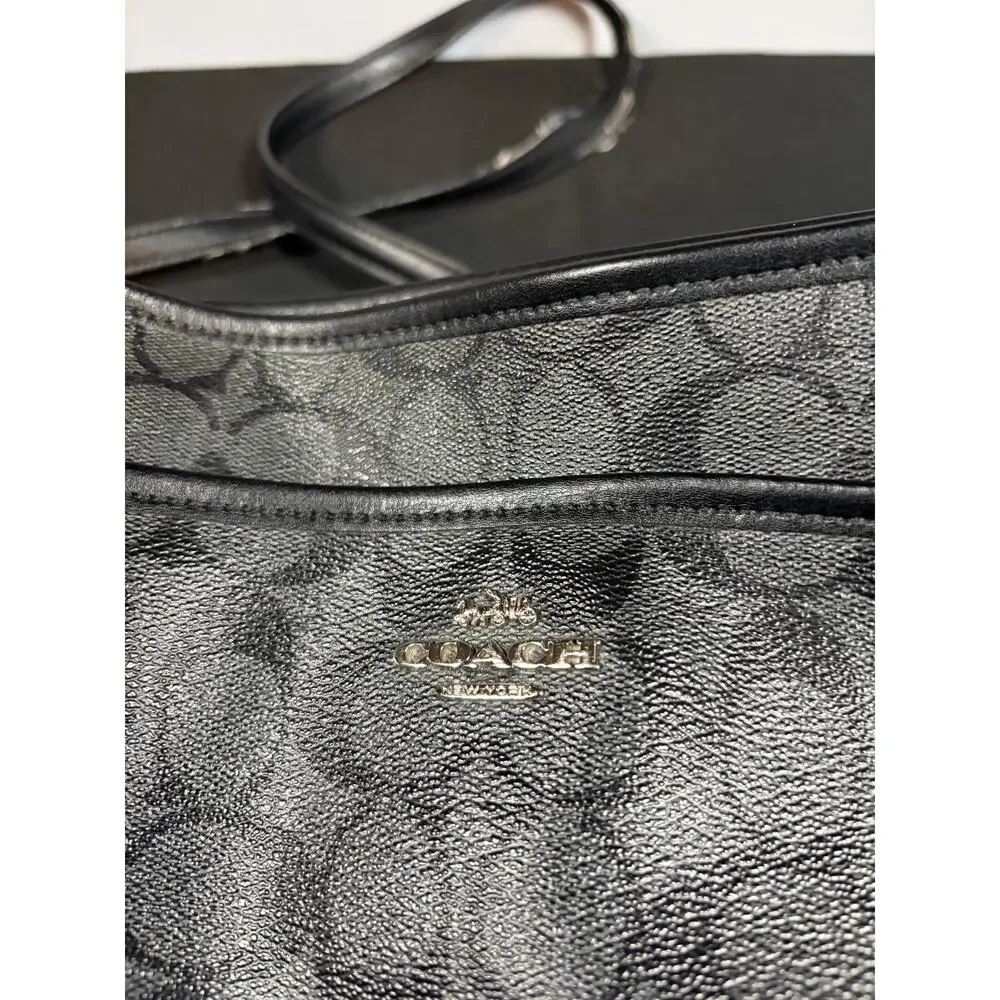 Coach Signature File Leather Crossbody Bag – Black/Gray | Authentic - Picture 4 of 9